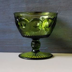 Avocado Green Bartlett Collins St Genevieve Dessert Sherbet Glass Cup 70s Vintag